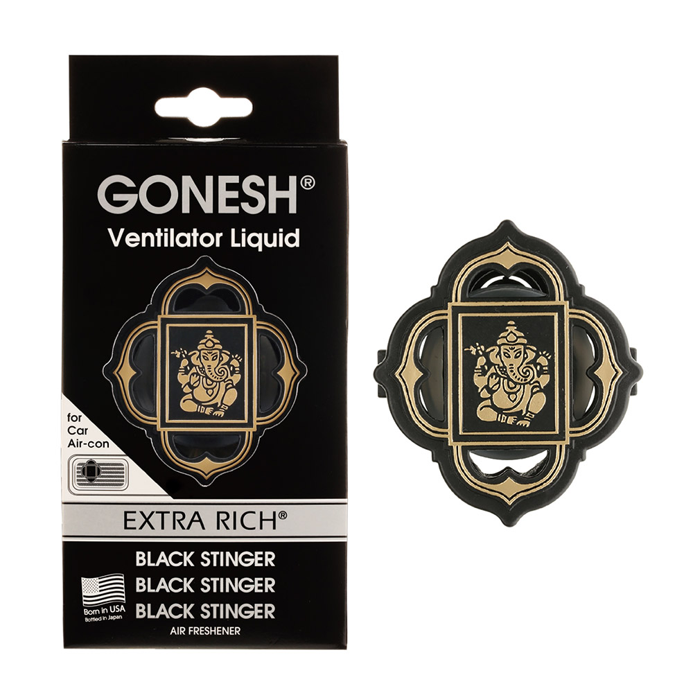 【定形外郵便で送料無料】GONESH(ガーネッシュ) カーエアコン用 クリップ型芳香剤 ヴェンティレーター リキッド ブラックスティンガー フレッシュシトラスグリーンの香り 3080-44