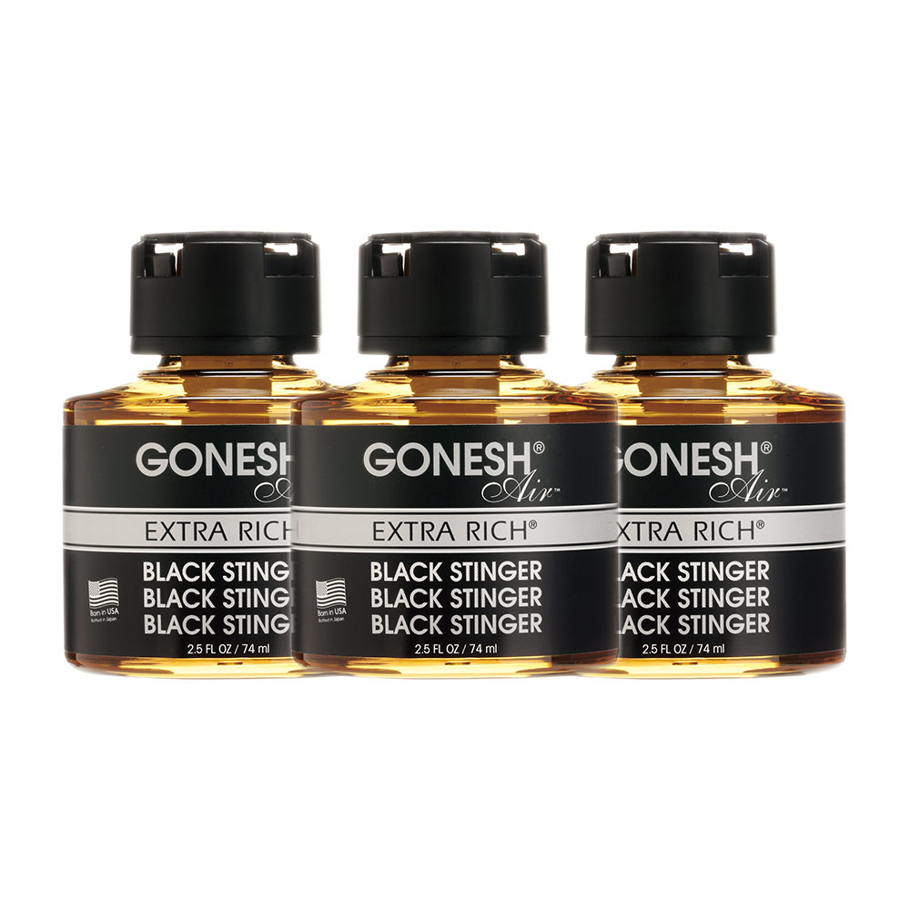 【3個セット】 GONESH(ガーネッシュ) 液体芳香剤 リキッドエアフレッシュナー ブラックスティンガー フレッシュシトラスグリーンの香り 3071-16 フレグランス