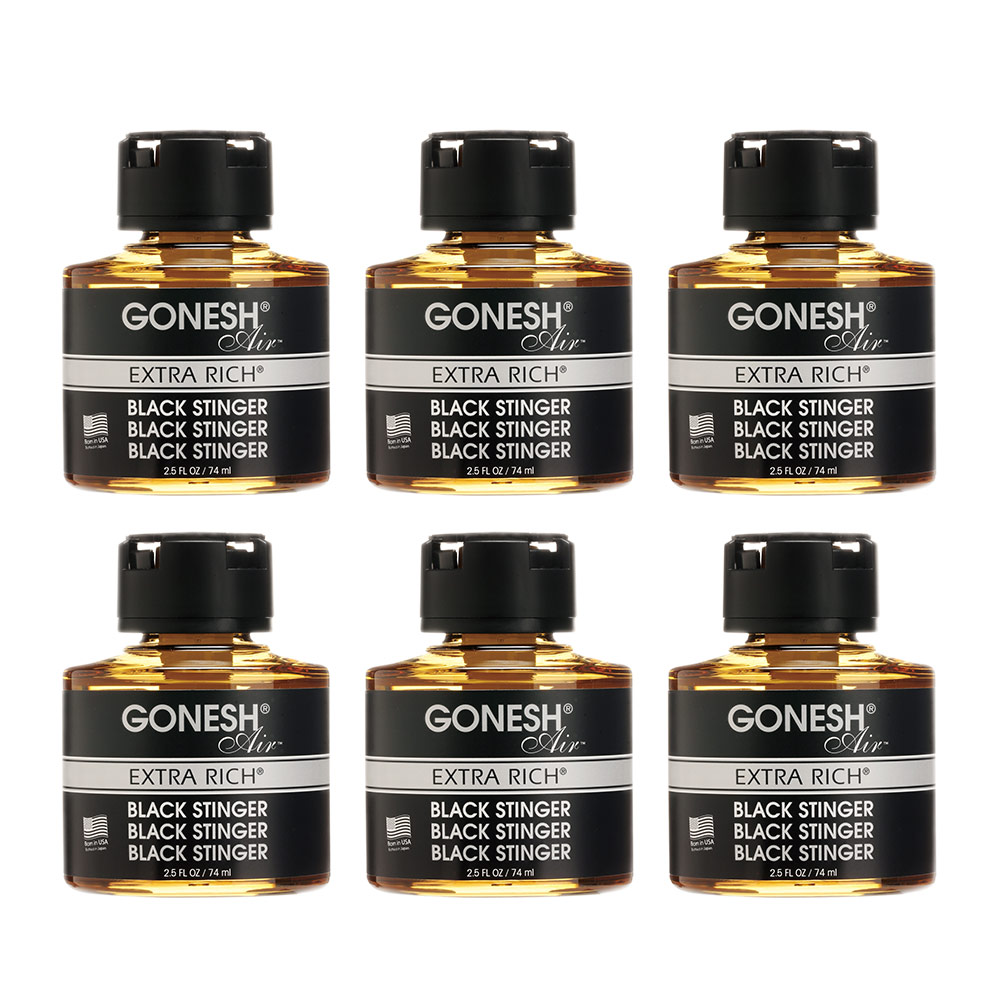 【6個セット】 GONESH(ガーネッシュ) 液体芳香剤 リキッドエアフレッシュナー ブラックスティンガー フレッシュシトラスグリーンの香り 3071-16 フレグランス