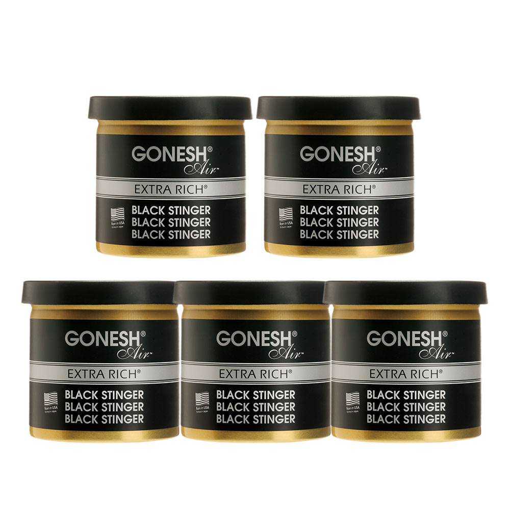 【5個セット】 GONESH(ガーネッシュ) 固形タイプ芳香剤 ゲルエアフレッシュナー ブラックスティンガー 3080-14 フレッシュシトラスグリーンの香り ジェル