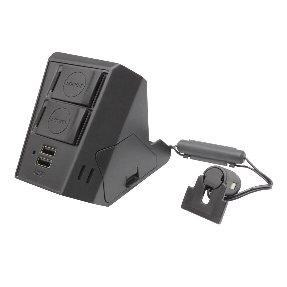 YAC(ヤック) A200/A210系 ライズ・ロッキー専用 電源BOX SY-RR3 フロントコンソール 2口ソケット(7A)/2口USBポート(合計4.8A) スマホ充電 USB自動認識機能